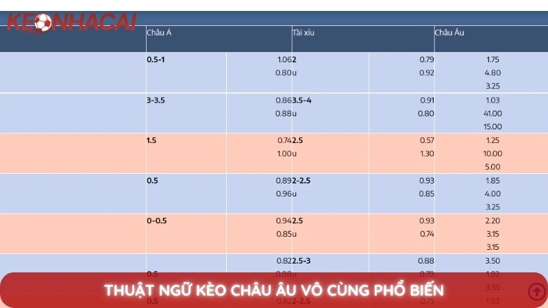 Thuật ngữ kèo Châu Âu vô cùng phổ biến
